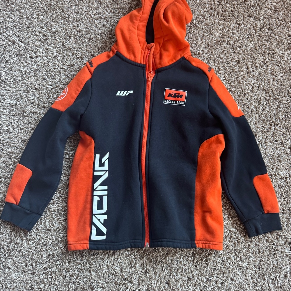 Kids Racing Team Hoodie - Black and Orange